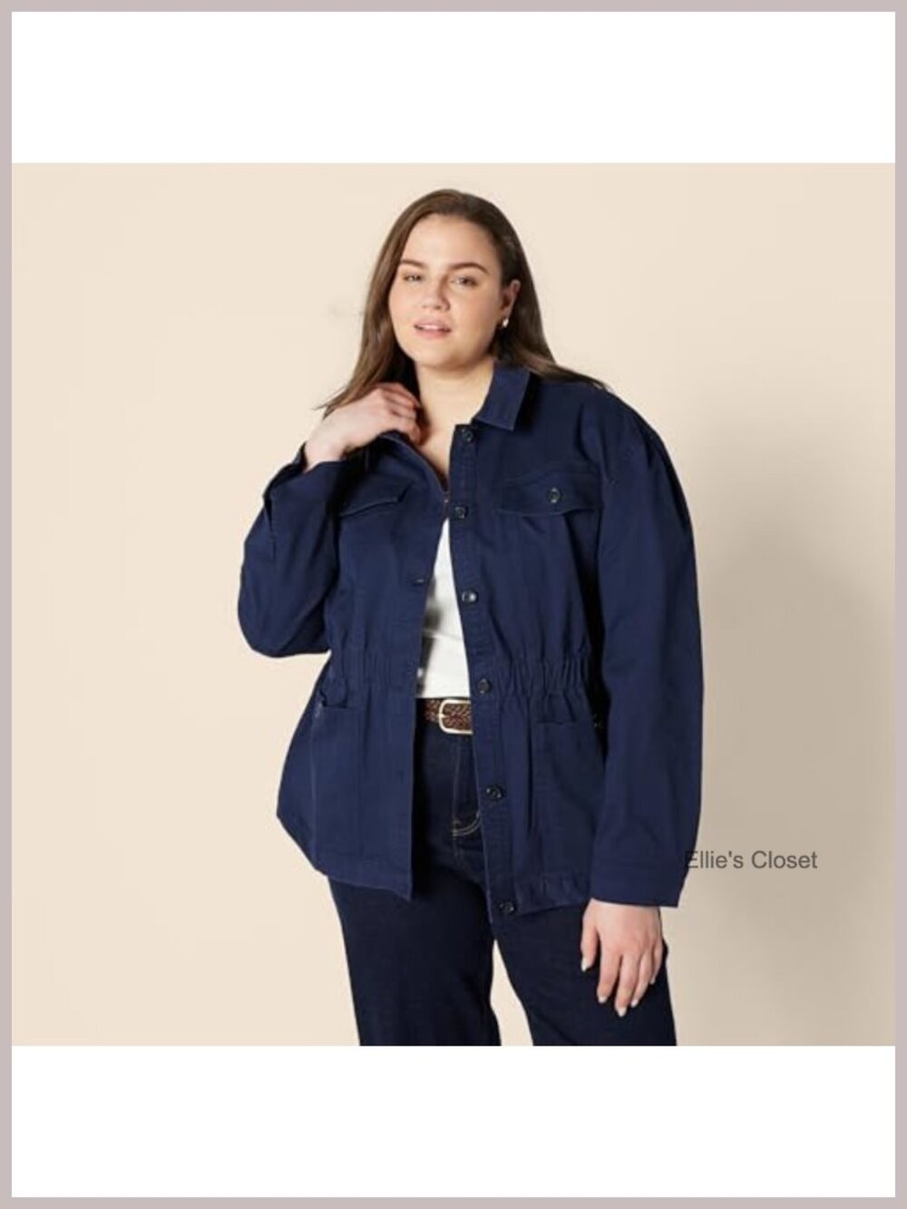 Women's Relaxed-Fit Dropped Shoulder Cotton Twill Jacket - Picture 4 of 6